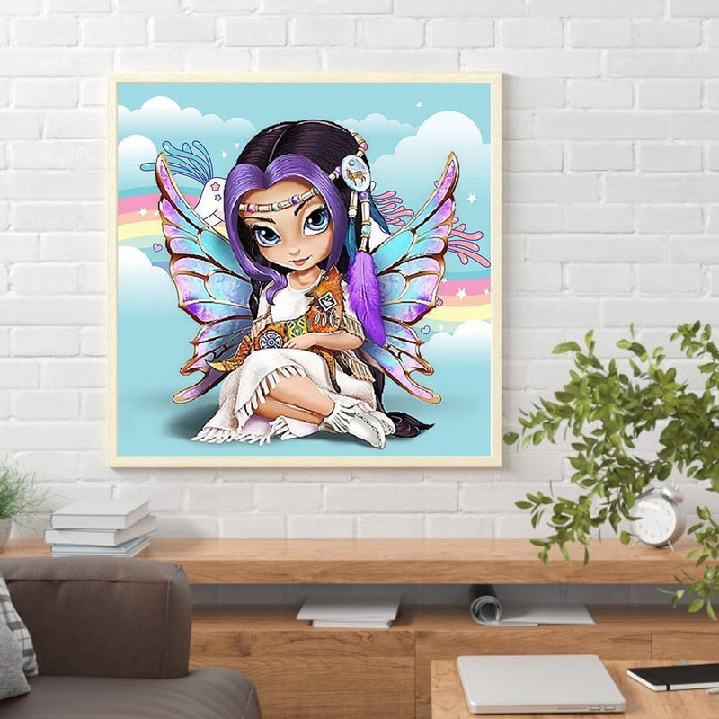 2PCS 5D DIY Part Special Drill Diamond Painting Cartoon Girl Drawing