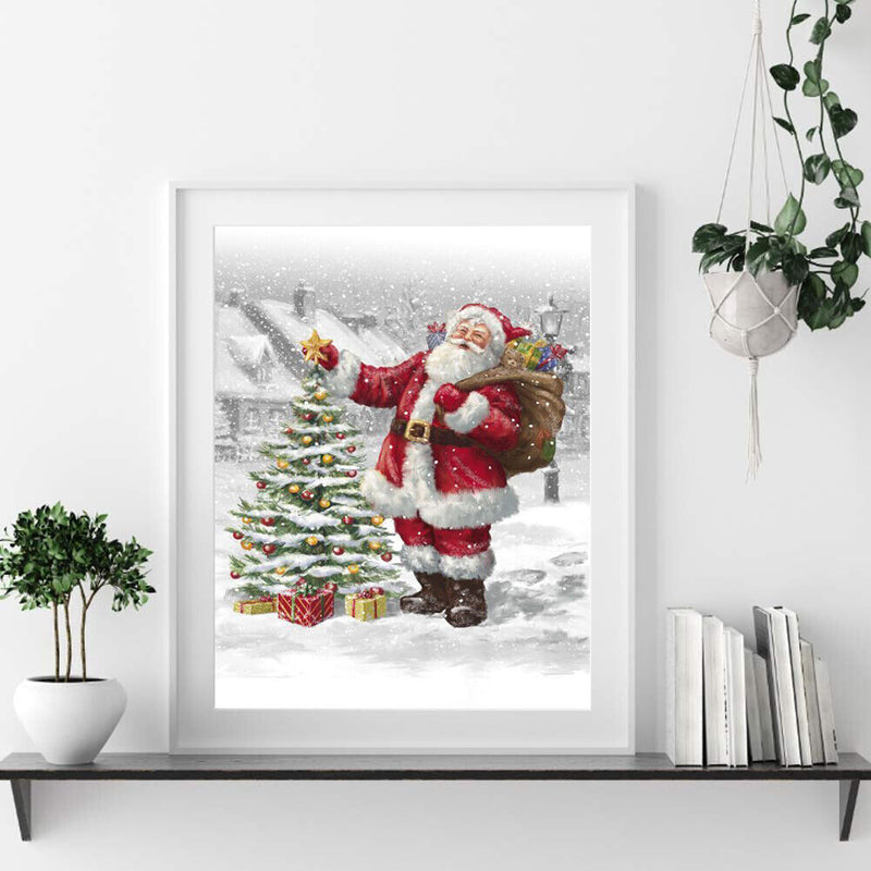 DIY Canvas Paint By Numbers Set Oil Hand Painted Santa Claus Drawing Kit Craft