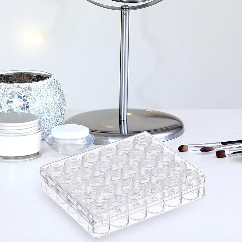Clear Plastic Bead Storage Containers Set with 30 Pieces Small Round Jars