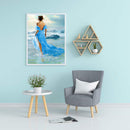 DIY Printed Seaside Girl Cross Stitch Full Embroidery Canvas Home Wall Decor