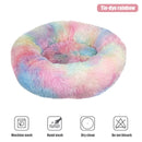 Calming Dog Bed - Round Faux Fur Donut Cuddler for Dog & Cat (Rainbow) Newly