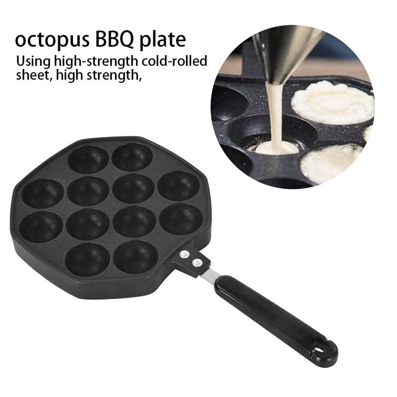 12 Cavities Aluminum Takoyaki Pan Maker Octopus Small Balls Baking Tools Newly