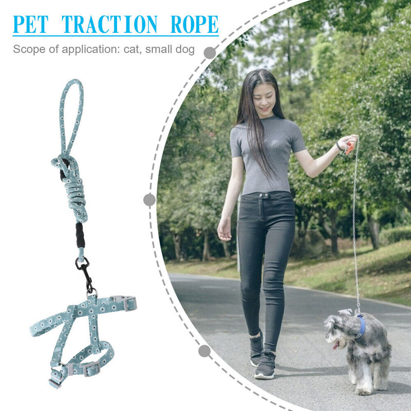 Adjustable Cats Leash Walking Chest Strap Pet Traction Rope (Green S)