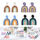 Gradient Rainbow Colors Dangle Drop Earrings Clay Earrings Arched Candy Color