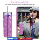 #A 600ml Sparkling Diamond Straw Cups Leak-proof Sports Vacuum Flask for Women