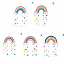 Handmade Woven Photo Prop Wall Hanging Decor Clouds Felt Ball Rainbow Tapestry
