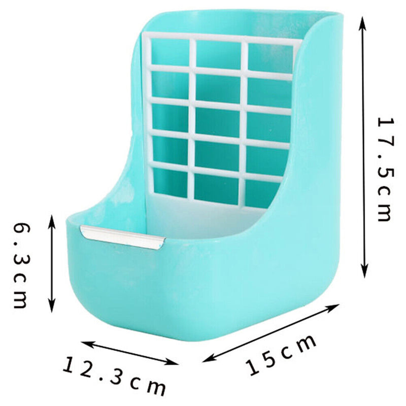 2 in 1 Rabbit Food Bowl Hay Grass Rack Small Animals Feeding Rack (Blue) Newly