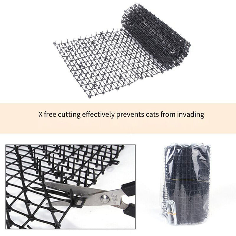 Garden Prickle Strip Cat Repellent Deterrent Mat Anti-cat Dog Mat (Black) Newly