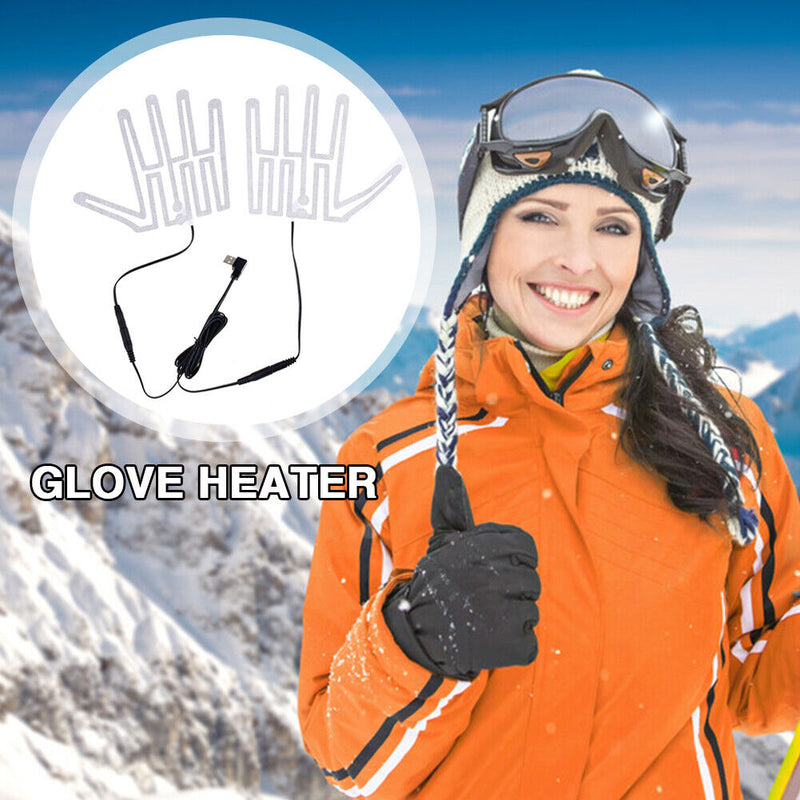 1 Pair 5V Carbon Fiber USB Gloves Heated Pads Winter Thermal Handheld Warm Heater