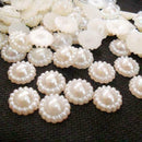 100Pcs Ivory Flat Back Flower Beads Wedding Cards Embellishments E2V0 201 P8Q4