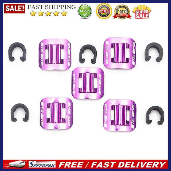 5pcs Bike Brake Cable Guide Clips Aluminium Alloy C Buckles Clamp (Purple)