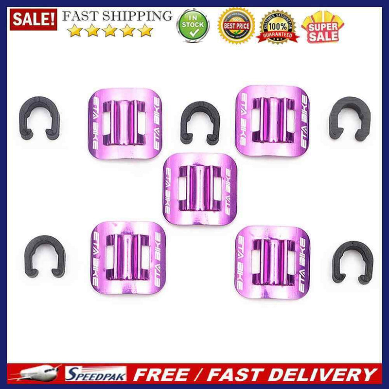 5pcs Bike Brake Cable Guide Clips Aluminium Alloy C Buckles Clamp (Purple)