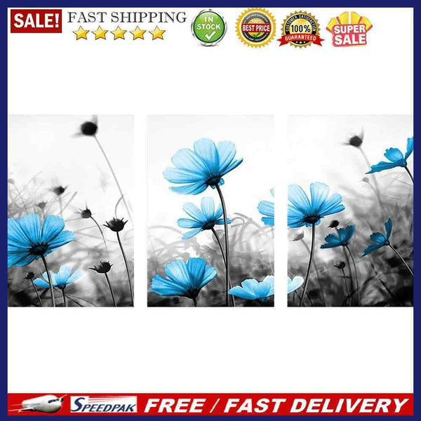 DIY Hand Painted Paint By Numbers Oil Canvas Pictures Blue Flower Kit Room