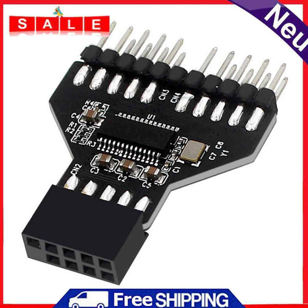 1to 2 USB2.0 9Pin to USB3.0 19Pin Front Panel Plug Connector for Motherboard