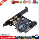 PCI-E to USB 3.0 2 Port PCI Express Expansion Card 19-Pin Power Connector Newly