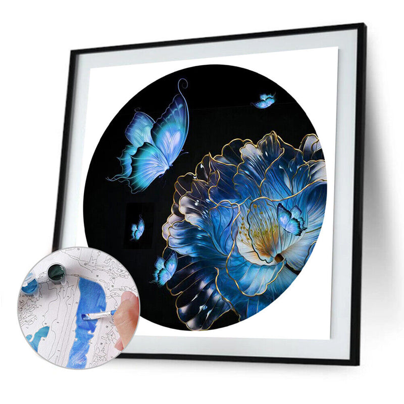 Digital Paint Circular Pattern Painted By Numbers On Canvas