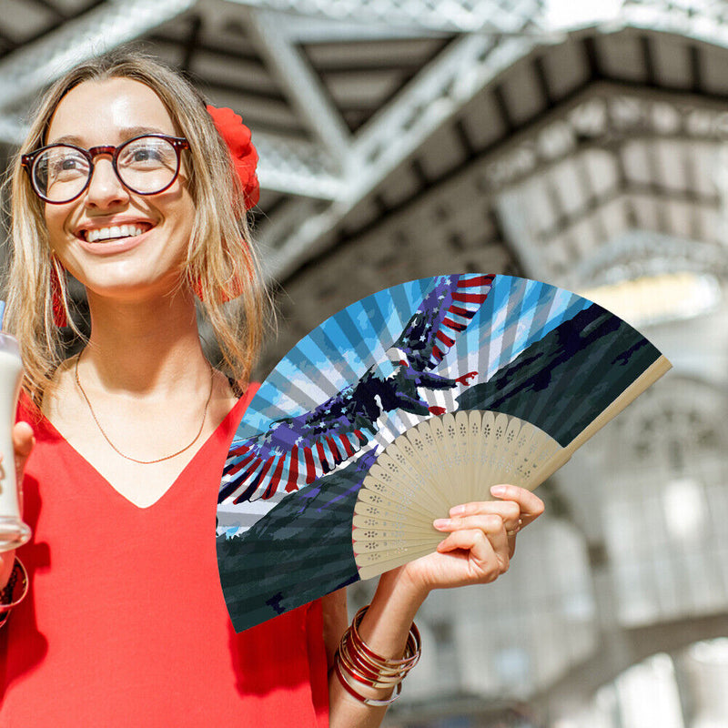 Independence Day Eagle Oil Paint Folding Fan By Numbers DIY Digital Oil Paint