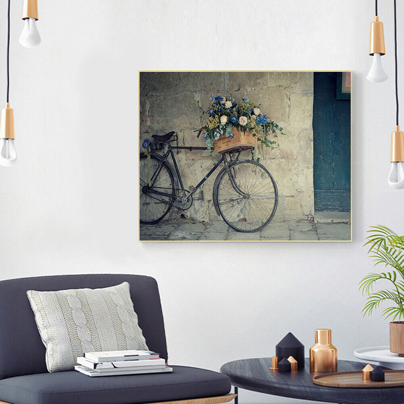 Frameless Oil Paint By Numbers Bicycle DIY Canvas Picture Craft for Home