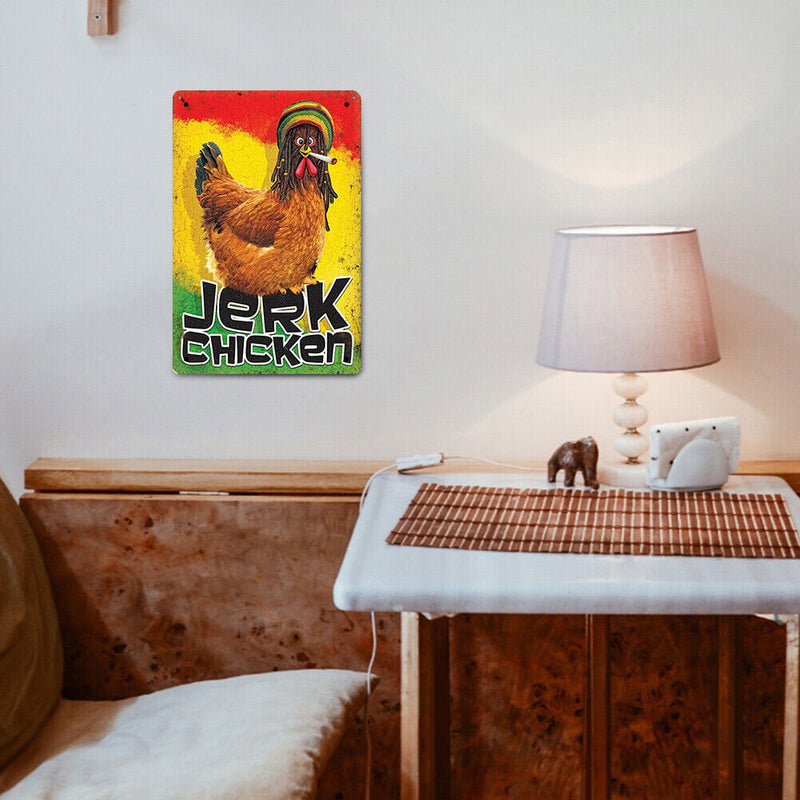 JERK Chicken Retro Metal Plate Tin Sign Poster Plate Wall Decor Accessories