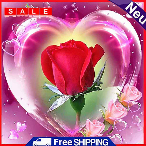 5D DIY Diamond Painting Heart Rose Full Round Drill Mosaic Picture Wall Art Kit