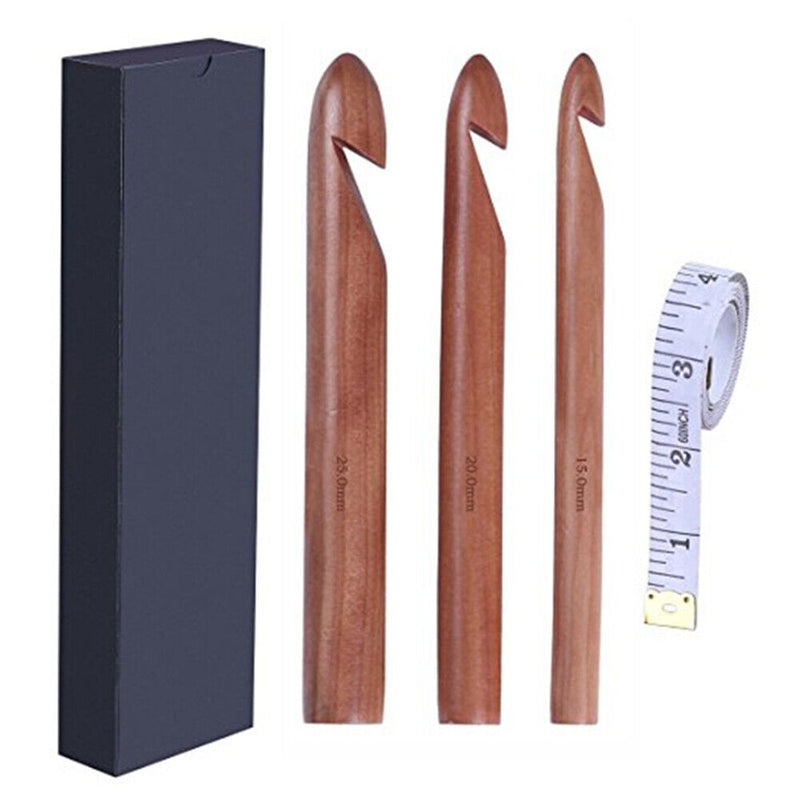 3pcs Knitted Crochet Bamboo Wood Hooks DIY Crafts Knitting Needles Gadgets