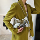 Summer Fashion Candy Color Portable Shoulder Bag PVC Clear Chain Underarm Bag