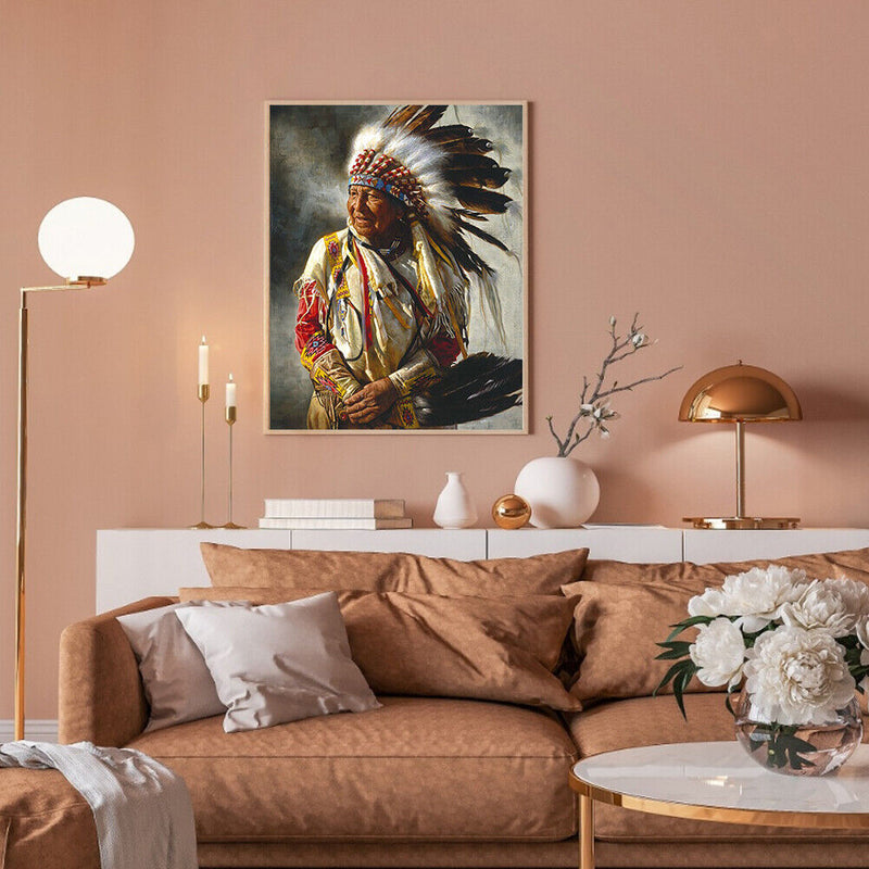 Indians Old Lady Oil Paint By Numbers Kits Canvas Picture DIY Wall Crafts