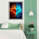 Handmade DIY Full Round Drill Diamond Painting 5D Ice Fire Heart Poster Kit