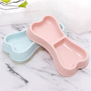 Pet Drinking Cat Puppy Bone Shape Pet Double Bowls Cat Bowls Food Water Feeder