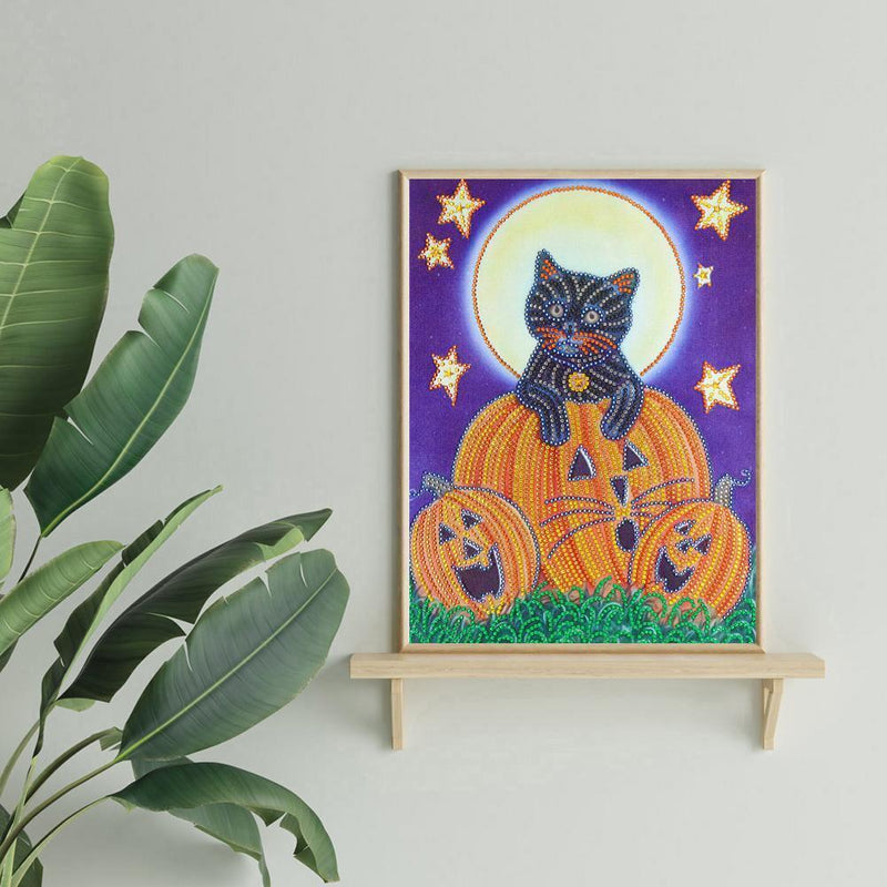 5D DIY Special Shaped Diamond Painting Pumpkin Cat Embroidery Mosaic Kits