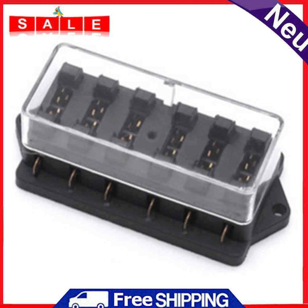 YJ-FB017 Automotive Circuit Blade Fuse Box 6 Ways Car Boat RV Block Holder Case