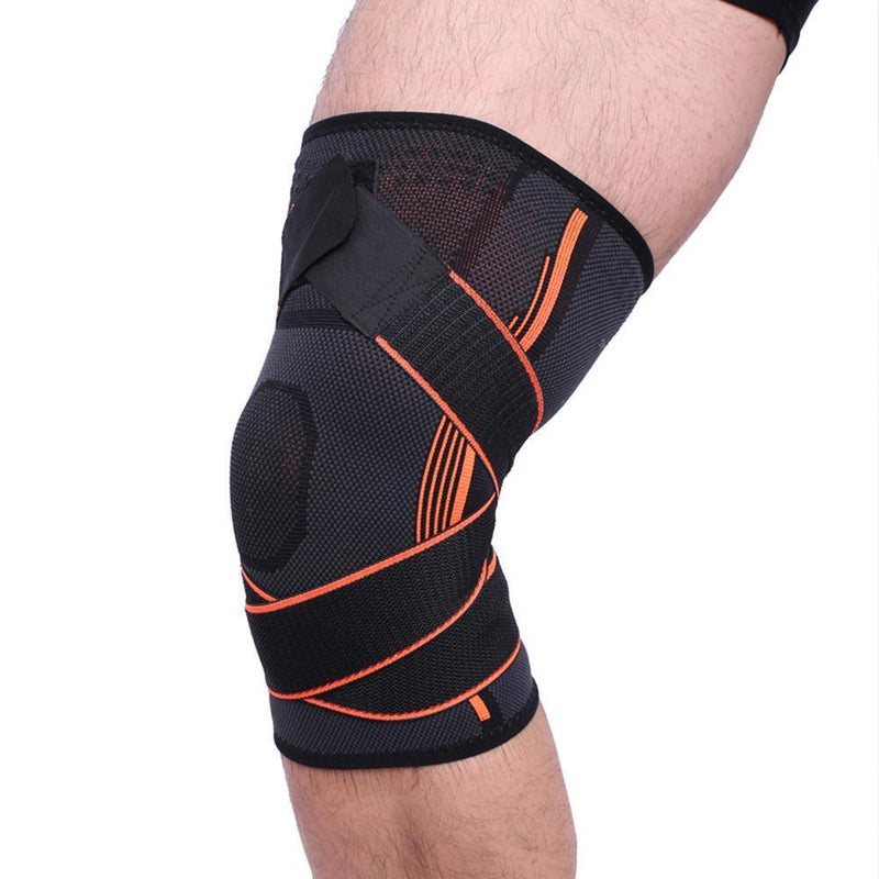 1pc Fitness Running Bandage Elastic Sports Knee Support Brace (Orange XL)