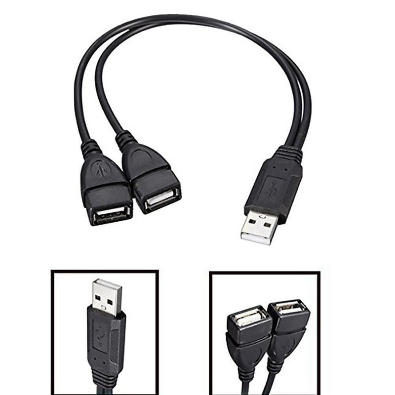 Male to Dual USB Female High Speed Power Adapter Y Splitter HUB USB2.0 Portable
