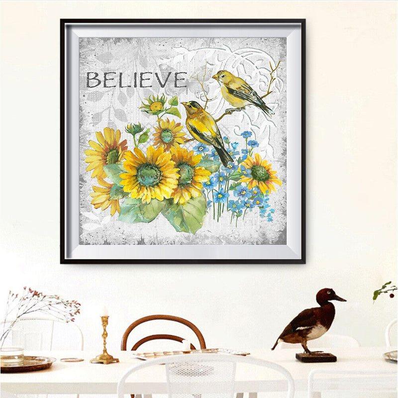5D DIY Diamond Painting Flowers Birds Full Round Drill Mosaic Art Home Picture