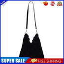 Women Fashion Plush Shoulder Bag Winter Large Capacity Handbags (B Black)