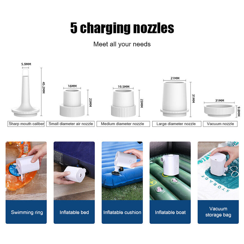 Electric Inflatable Air Pump for Air Beds Swimming Rings Boat Sofa (White)