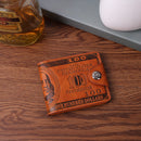 Fashion Men Retro PU Leather Printing Card Organizer Mini Bifold Wallet Clutches