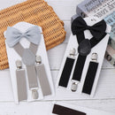 Clip-on Adjustable Kids Suspenders Cow Tie Belts Elastic Braces Printed Bow Tie