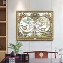Old World Map Partial Cross Stitch 11CT Cotton Thread Printed Embroidery Kits