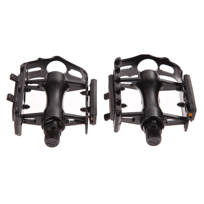 1 Pair BMX MTB Aluminium Alloy Mountain Bicycle 9/16" Pedals Flat(Black)