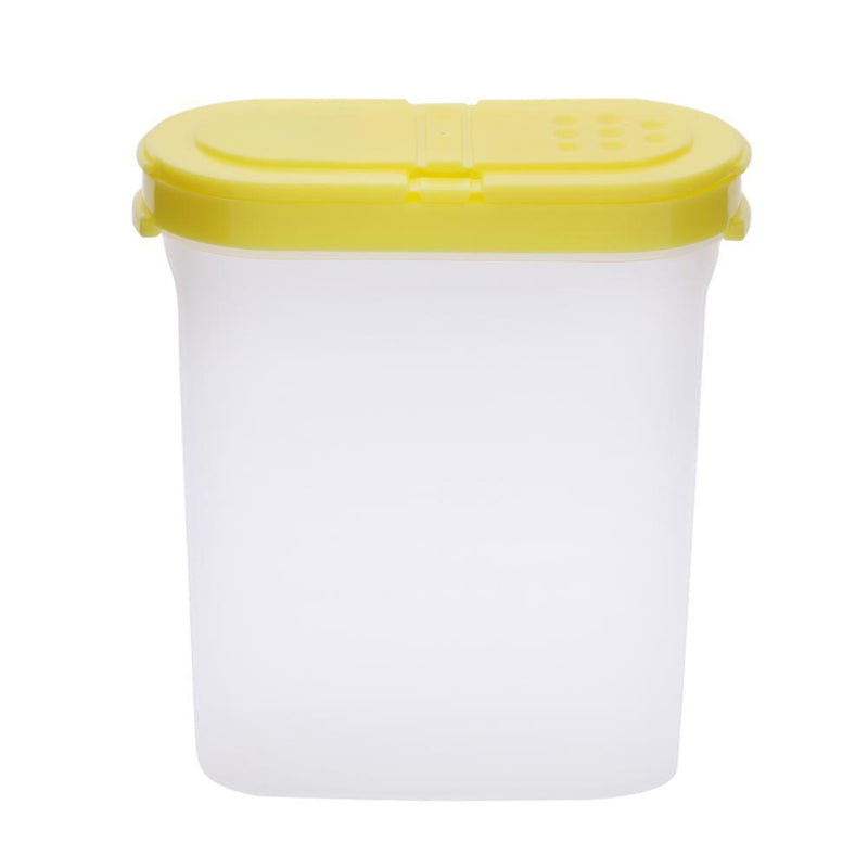 Clear Seasoning Pot Cans Spice Rack 2 Lid Condiment Bottles Box(Yellow) Newly