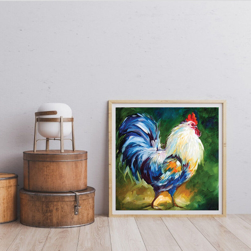 Acrylic Oil Painting By Numbers Rooster Handmade Digital Picture Home Wall Decor