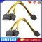 2pcs Dual 15Pin SATA Male To PCIe 8Pin(6+2) Male Video Card Power Cable