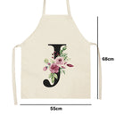 Letter J Printed Kitchen Apron for Women Cotton Linen Household Waterproof Bibs