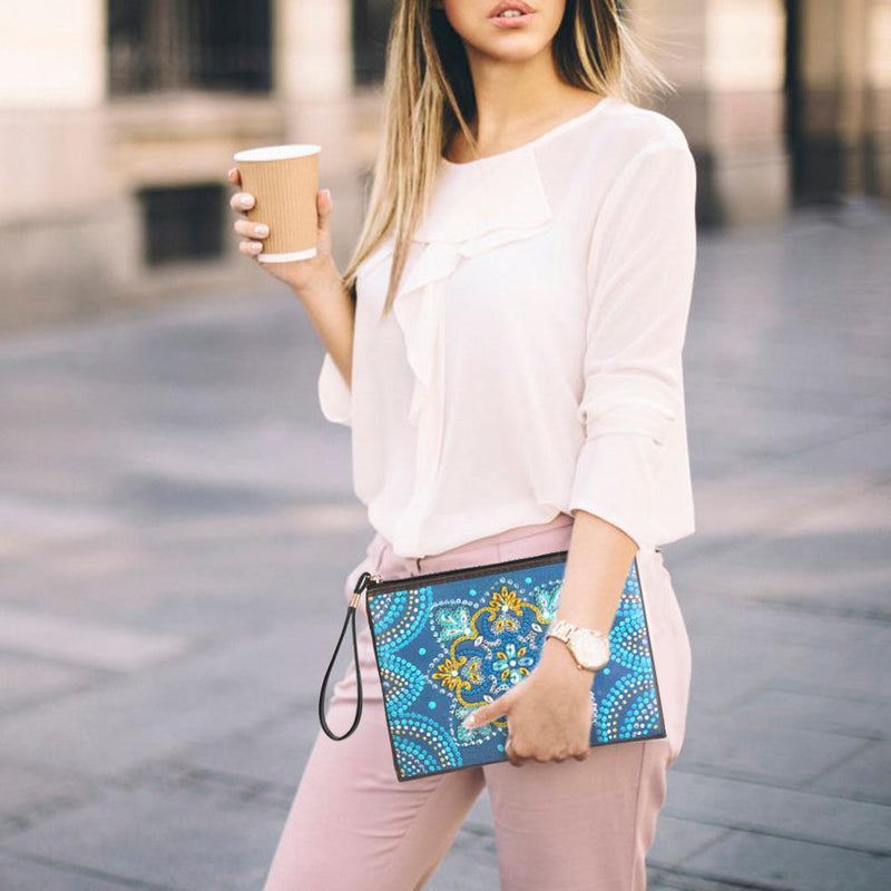 DIY Mandala Special Shaped Diamond Painting Wristlet Clutch Zipper Wallet Newly