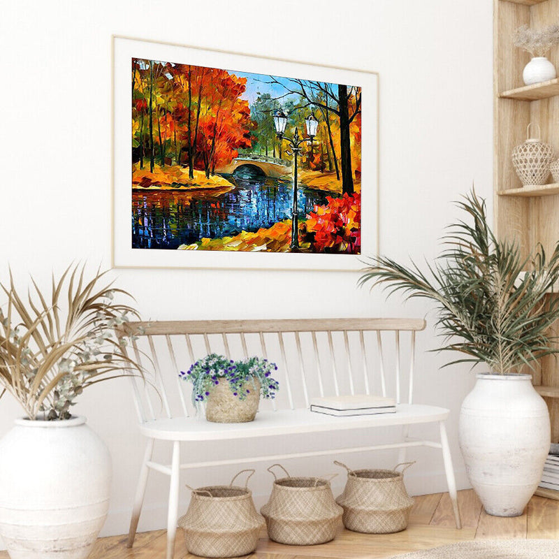 Bridge in the Forest Oil Paint By Number Kit DIY Acrylic Painting on Canvas