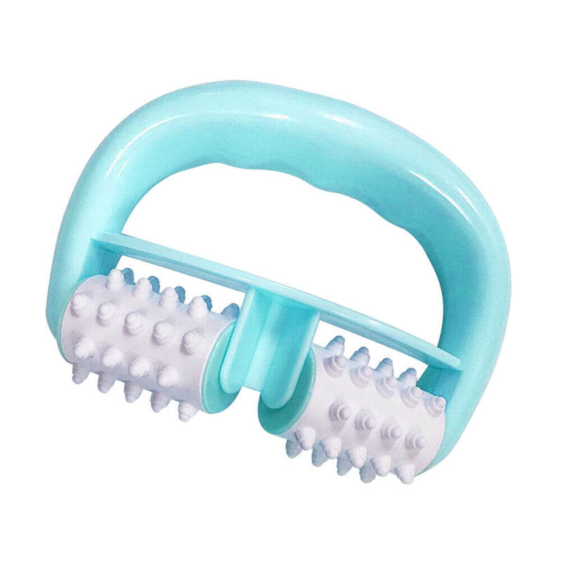 Body Roller Massager Arm Leg Dual Wheel Pain Relief Massage Tool (Blue) Newly