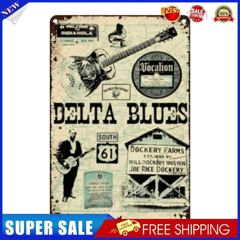 Delta Blues Poster Plate Metal Tin Sign Plaque for Bar Pub Club Wall Home D