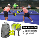 2pcs Pickle Paddles Rackets + 4 Balls Lightweight Outdoor Indoor Sports Racquet
