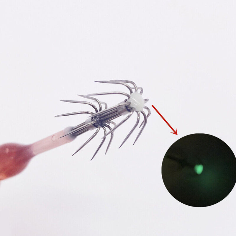 2x Wood Shrimp Fishing Squid Jigs Lure Cuttlefish Explosion Hook Fishing Tackle